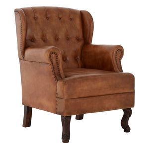 Brown Buttoned Armchair