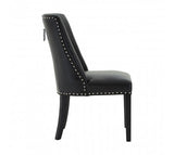 Faux Black Leather Dining Chair with Knocker