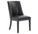 Faux Black Leather Dining Chair with Knocker