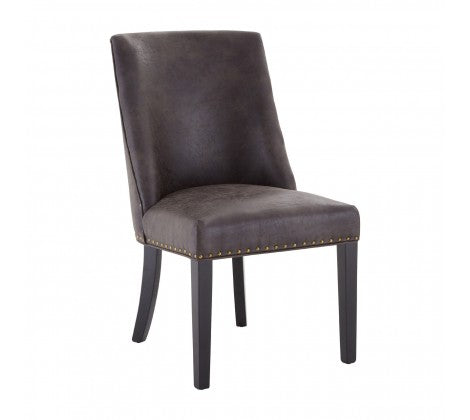 Faux Grey Leather Dining Chair