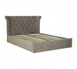 Grey Velvet Ottoman King Size Bed