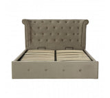 Grey Velvet Ottoman King Size Bed