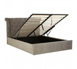 Grey Velvet Ottoman King Size Bed