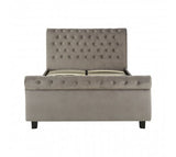 Grey Velvet Ottoman King Size Bed