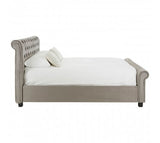 Grey Velvet Ottoman King Size Bed