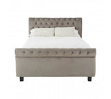 Grey Velvet Ottoman King Size Bed