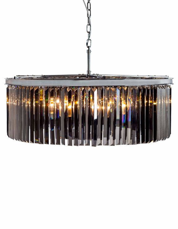 Chrome Smoke Glass Chandelier