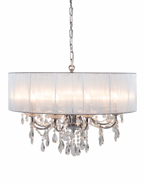 Chrome Chandelier with Silver Shade