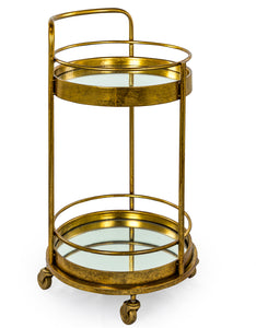 Gold/Bronze Leaf Small Round Drinks Trolley