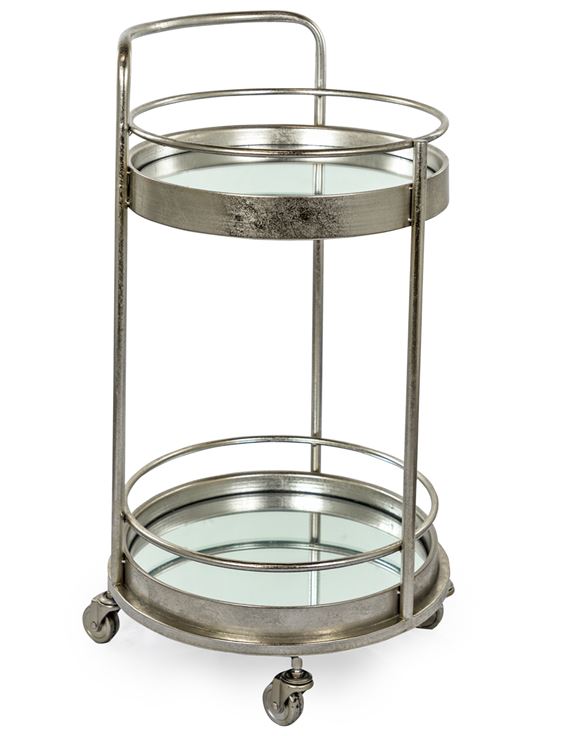 Silver Leaf Small Round Drinks Trolley