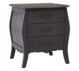 Three Drawer Grey Bedside Cabinet