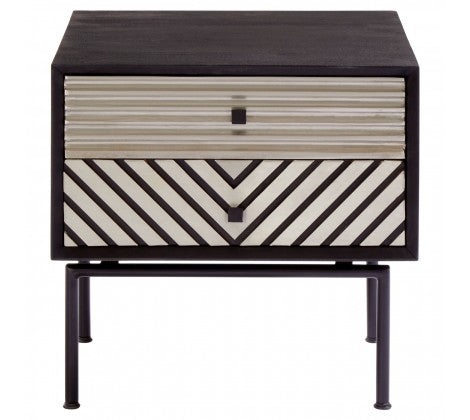 Patterned Wooden Bedside Cabinet