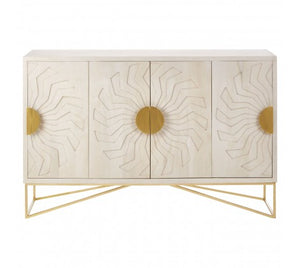 White & Antique Brass Sideboard