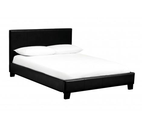 Black Faux Leather King Size Bed