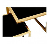 Black Glass & Gold Coffee Table 