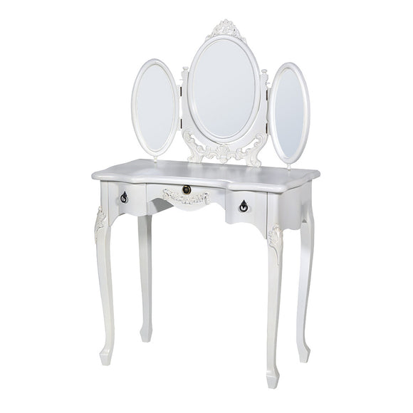 White Dressing Table with Folding Mirror