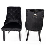 Black Velvet Dining Chair with Knocker