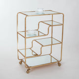 Gold Metal Gilt Leaf Drinks Trolley