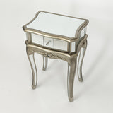 Antique Silver Mirrored Bedside Table