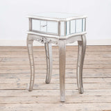 Antique Silver Mirrored Bedside Table