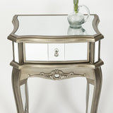 Antique Silver Mirrored Bedside Table