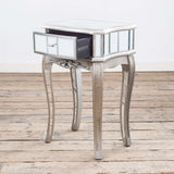 Antique Silver Mirrored Bedside Table