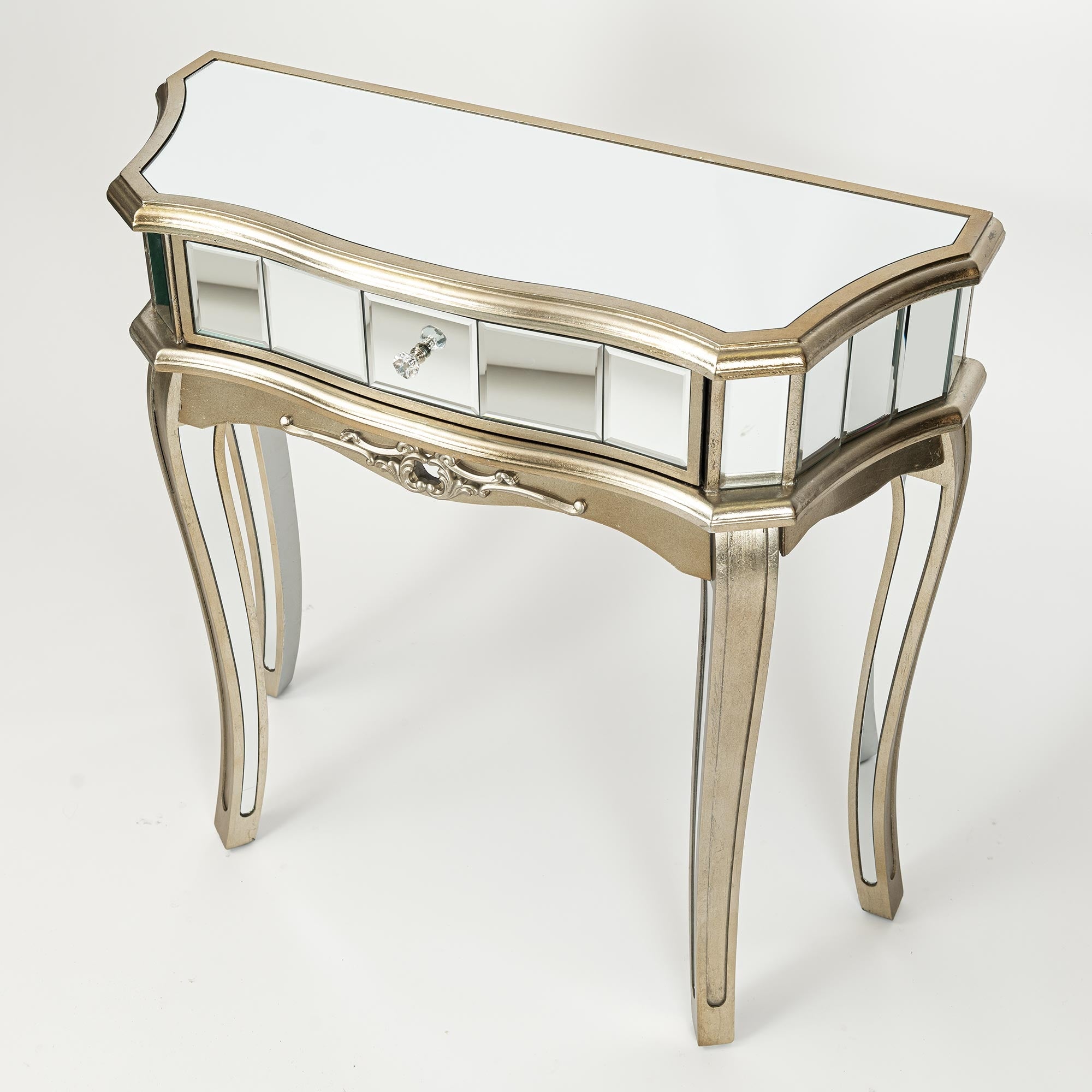 Small Mirrored Champagne Console/Dressing Table Chic Furnishings Ltd Small Mirrored Champagne Console/Dressing Table Chic Furnishings Ltd