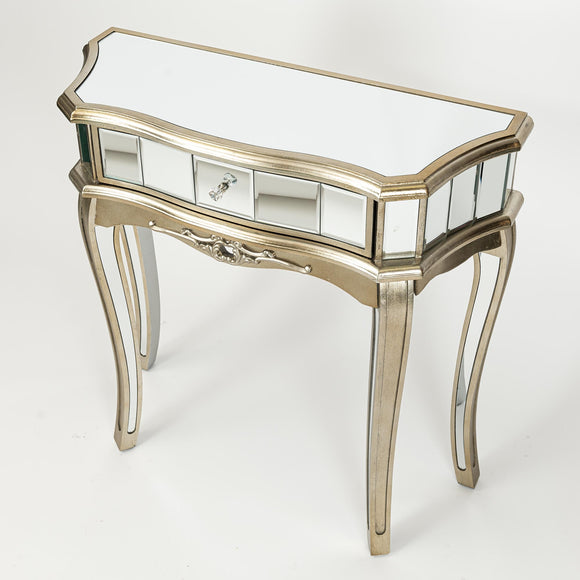 Small Mirrored Champagne Console/Dressing Table